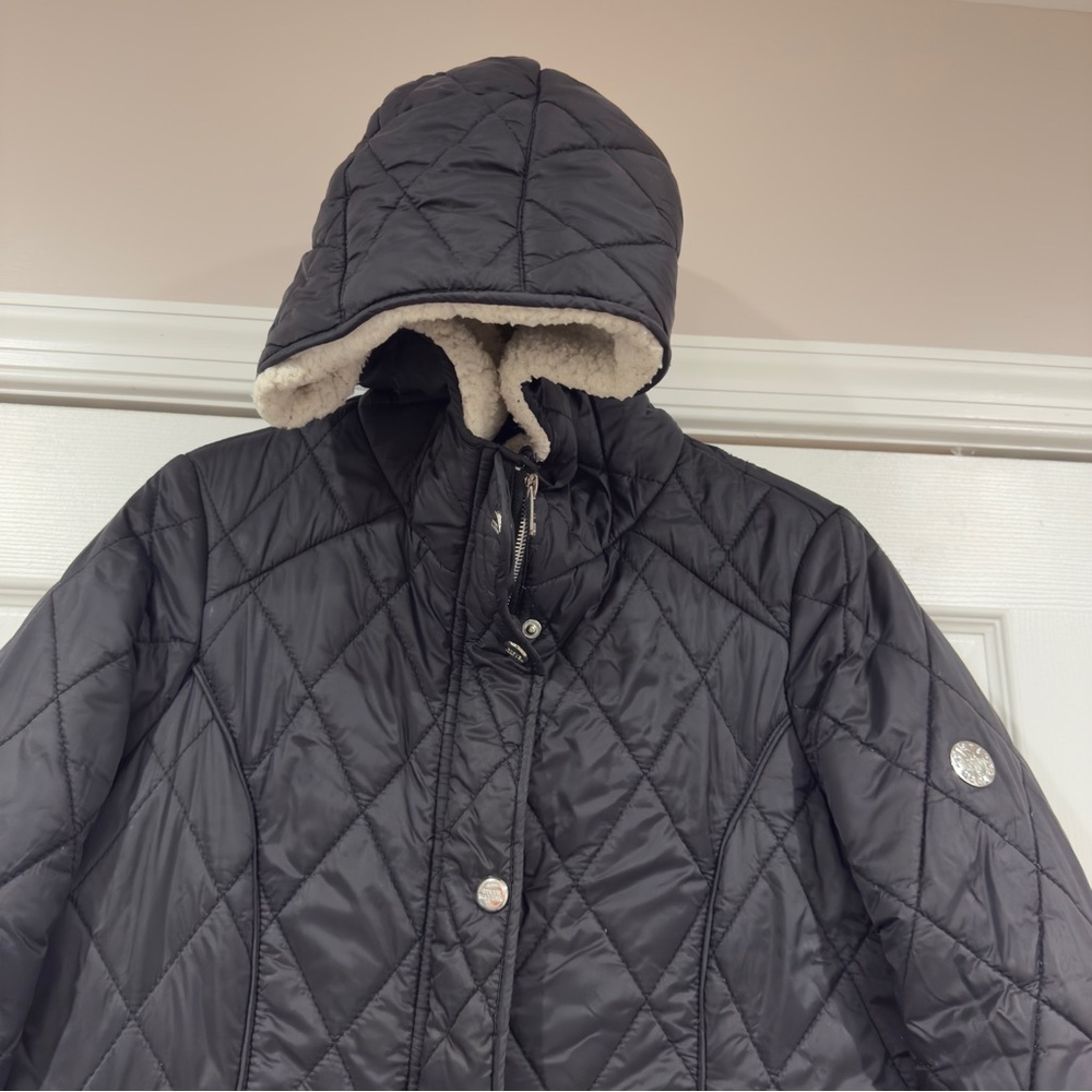 Steve Madden Black Hooded Winter Parker Coat Jacket Women Size M - Picture 2 of 16